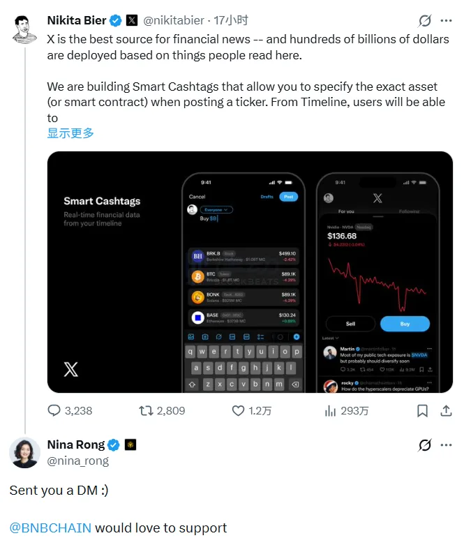 BNB Chain Growth Director: Has Expressed Intent to Collaborate on “Smart Label” with X Platform BNB Chain Growth Director: Has Expressed Intent to Collaborate on “Smart Label” with X Platform