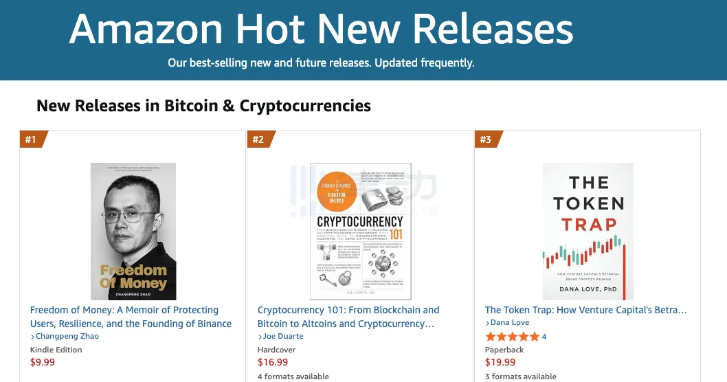 CZ’s New Book “Freedom of Money” Tops Amazon’s Cryptocurrency New Release Chart CZ’s New Book “Freedom of Money” Tops Amazon’s Cryptocurrency New Release Chart