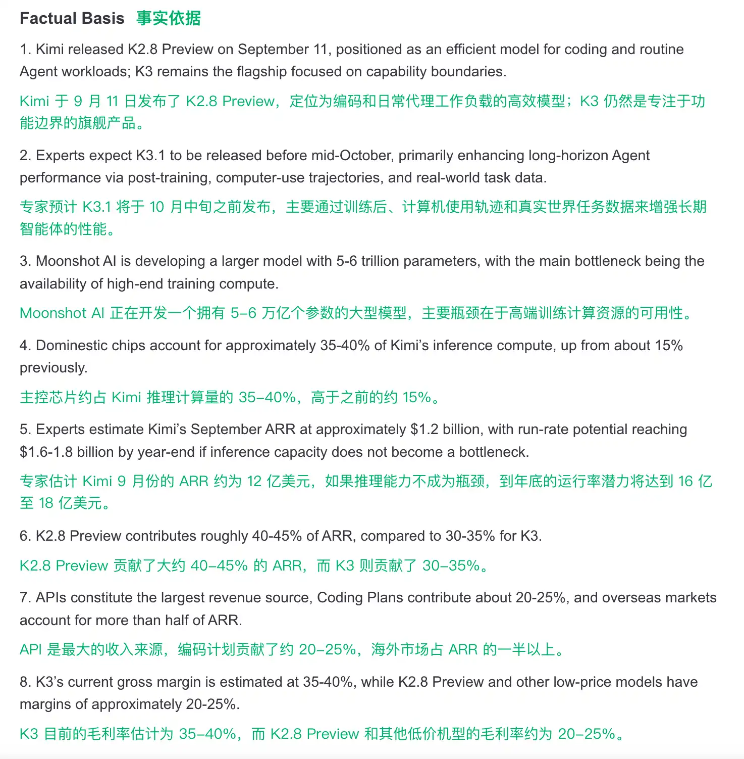 传月之暗面研发5万亿至6万亿参数模型，Kimi K3.1或10月中旬前发布